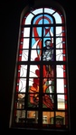 The stained glass windows in the chapel